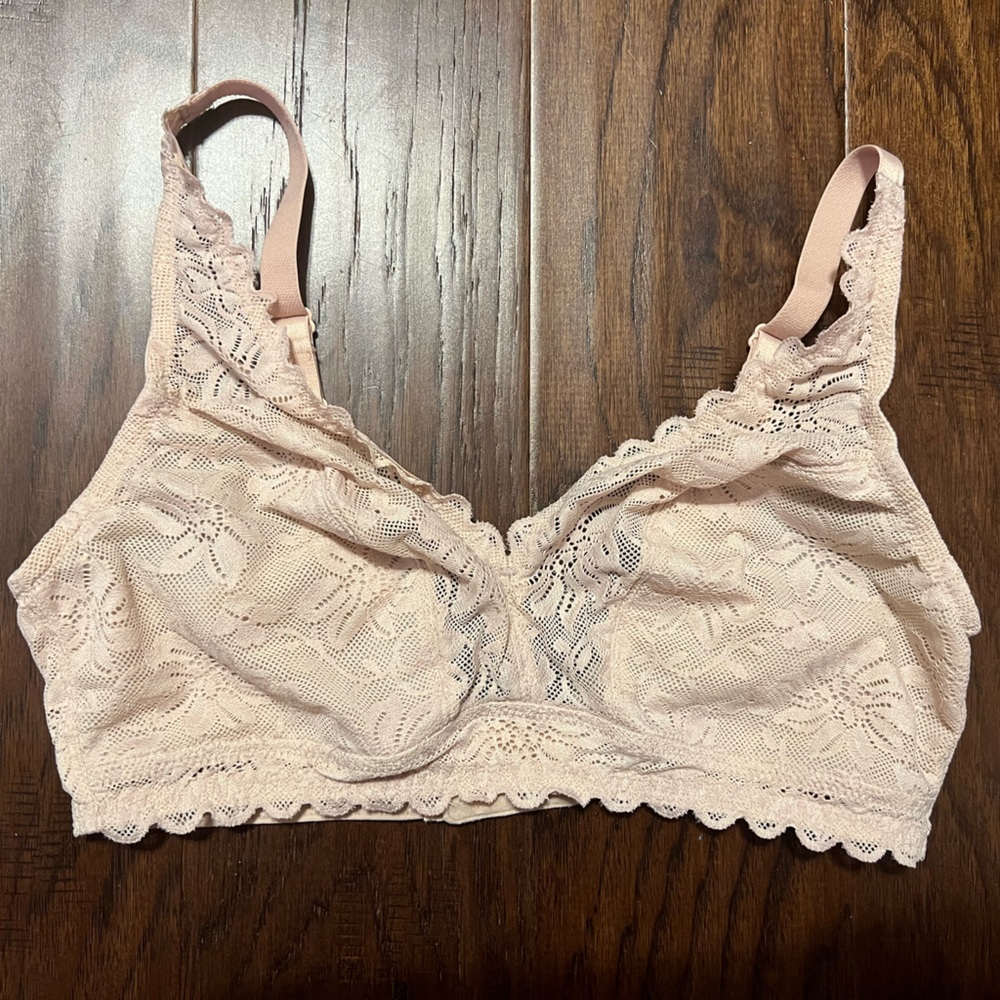 Wacoal Soft Sense Allover Lace Unlined Bralette 810334 Rose Dust Large